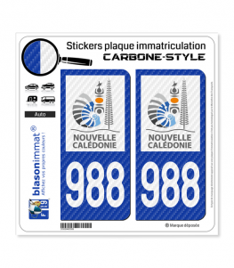 988-H Nouvelle-Calédonie - COM Carbone-Style | Stickers plaque immatriculation