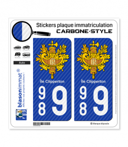 989 Ile Clipperton - COM Carbone-Style | Stickers plaque immatriculation