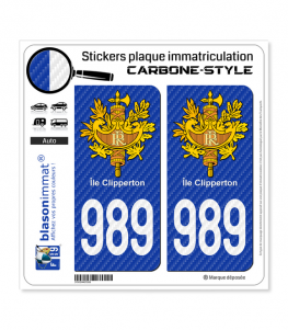 989-H Ile Clipperton - COM Carbone-Style | Stickers plaque immatriculation