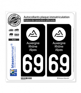 Autocollant Plaque Immatriculation Département 69 Rhône – Paire De 2, Dimensions 10x4,7 Cm, Style Plaque Auto