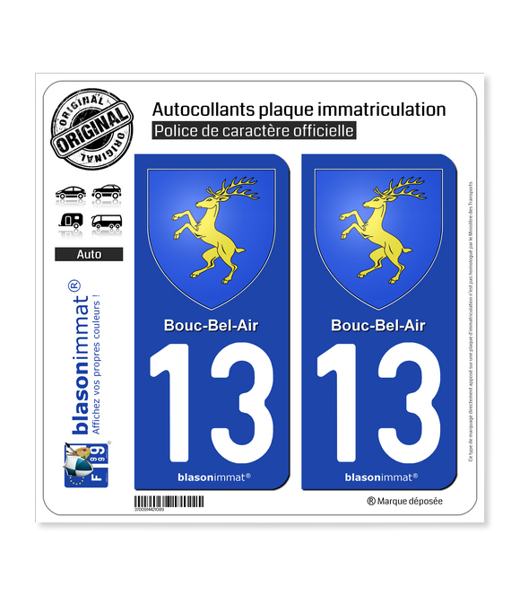 13 Bouc-Bel-Air - Armoiries | Autocollant plaque immatriculation