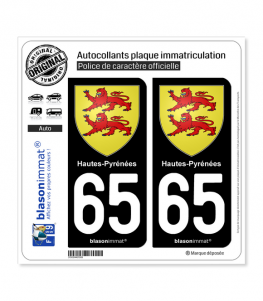 65 Hautes-Pyrénées - Armoiries | Autocollant plaque immatriculation