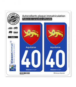 40 Aquitaine - Armoiries | Autocollant plaque immatriculation