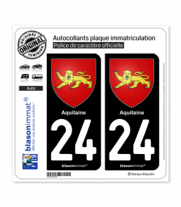24 Aquitaine - Armoiries | Autocollant plaque immatriculation