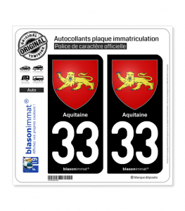 33 Aquitaine - Armoiries | Autocollant plaque immatriculation