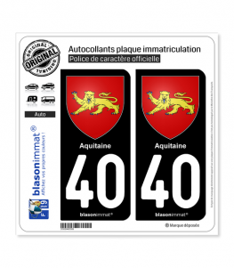 40 Aquitaine - Armoiries | Autocollant plaque immatriculation