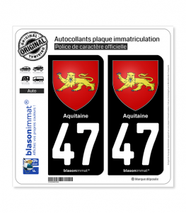 47 Aquitaine - Armoiries | Autocollant plaque immatriculation