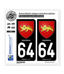 64 Aquitaine - Armoiries | Autocollant plaque immatriculation
