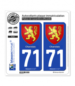 71 Charolais - Armoiries | Autocollant plaque immatriculation