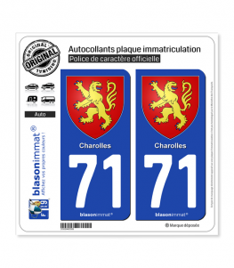 71 Charolles - Armoiries | Autocollant plaque immatriculation