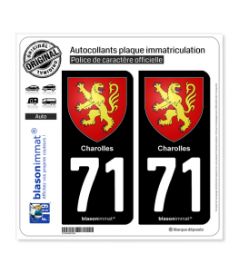 71 Charolles - Armoiries | Autocollant plaque immatriculation