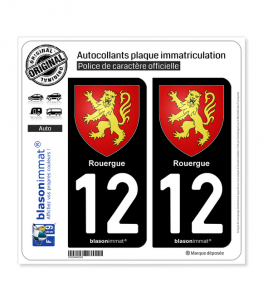 12 Rouergue- Armoiries | Autocollant plaque immatriculation