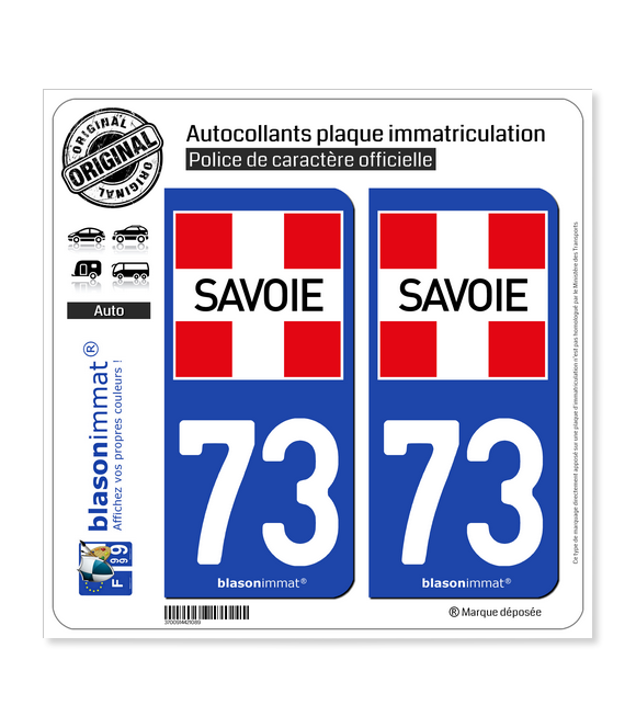 73 Savoie - Département | Autocollant et plaque immatriculation