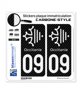 09 Occitanie Croix - Carbone-Style | Stickers plaque immatriculation