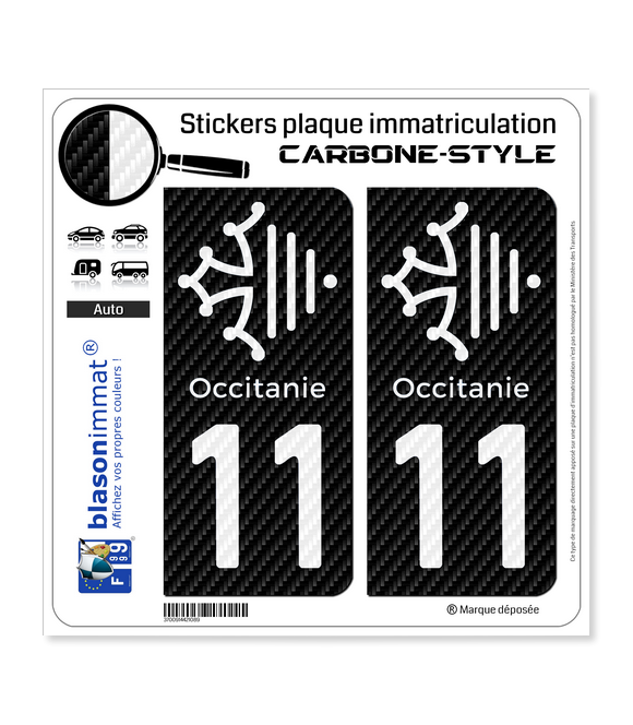 11 Occitanie Croix - Carbone-Style | Stickers plaque immatriculation