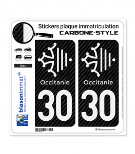 30 Occitanie Croix - Carbone-Style | Stickers plaque immatriculation