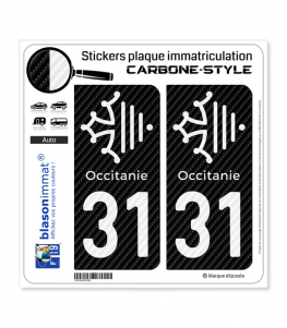 31 Occitanie Croix - Carbone-Style | Stickers plaque immatriculation