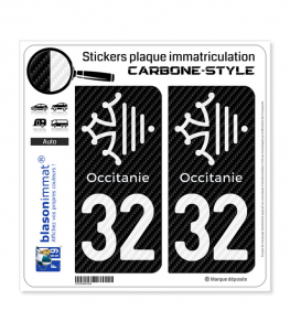 32 Occitanie Croix - Carbone-Style | Stickers plaque immatriculation