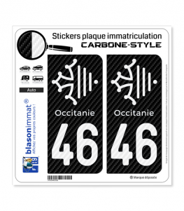46 Occitanie Croix - Carbone-Style | Stickers plaque immatriculation