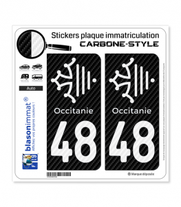 48 Occitanie Croix - Carbone-Style | Stickers plaque immatriculation