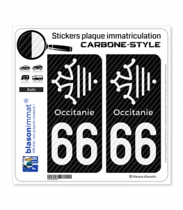 66 Occitanie Croix - Carbone-Style | Stickers plaque immatriculation