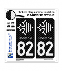 82 Occitanie Croix - Carbone-Style | Stickers plaque immatriculation