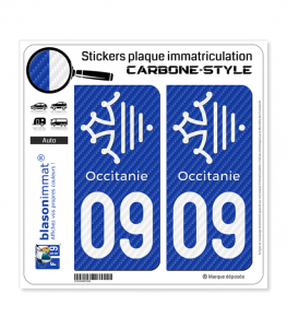 09 Occitanie Croix - Carbone-Style | Stickers plaque immatriculation