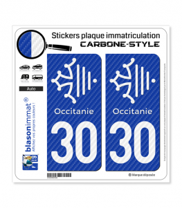 30 Occitanie Croix - Carbone-Style | Stickers plaque immatriculation