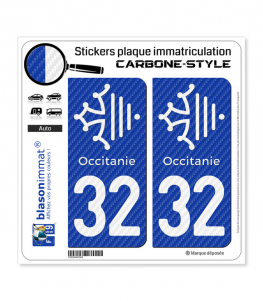 32 Occitanie Croix - Carbone-Style | Stickers plaque immatriculation