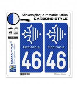 46 Occitanie Croix - Carbone-Style | Stickers plaque immatriculation