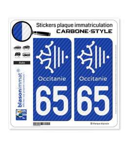 65 Occitanie Croix - Carbone-Style | Stickers plaque immatriculation