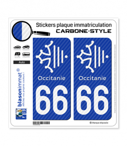 66 Occitanie Croix - Carbone-Style | Stickers plaque immatriculation