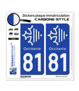 81 Occitanie Croix - Carbone-Style | Stickers plaque immatriculation