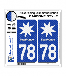 78 Île-de-France - Black Carbone-Style | Stickers plaque immatriculation