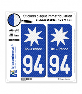 94 Île-de-France - Black Carbone-Style | Stickers plaque immatriculation