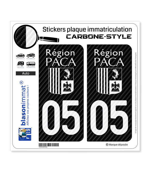 05 PACA - White Carbone-Style | Stickers plaque immatriculation