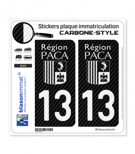13 PACA - White Carbone-Style | Stickers plaque immatriculation