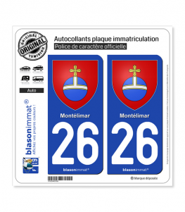 26 Montélimar - Armoiries | Autocollant plaque immatriculation