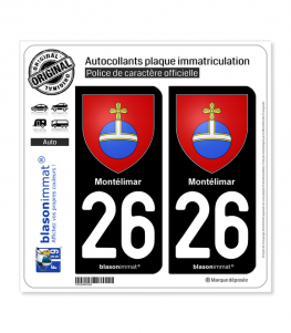 26 Montélimar - Armoiries | Autocollant plaque immatriculation