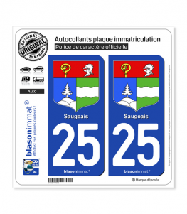 25 Saugeais - Armoiries | Autocollant plaque immatriculation