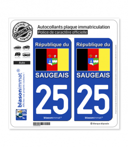 25 Saugeais - Drapeau | Autocollant plaque immatriculation