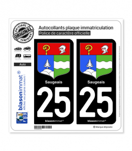 25 Saugeais - Armoiries | Autocollant plaque immatriculation