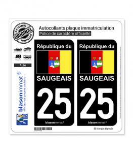 25 Saugeais - Drapeau | Autocollant plaque immatriculation