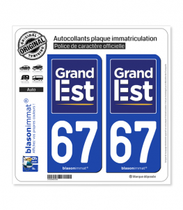 67 Grand Est - Région | Autocollant plaque immatriculation