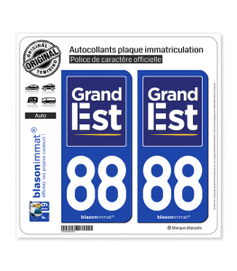 88 Grand Est - Région | Autocollant plaque immatriculation