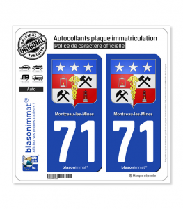 71 Montceau-les-Mines - Armoiries | Autocollant plaque immatriculation