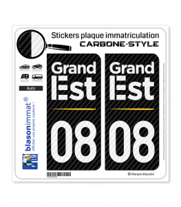 08 Grand Est - Région Carbone-Style | Stickers plaque immatriculation