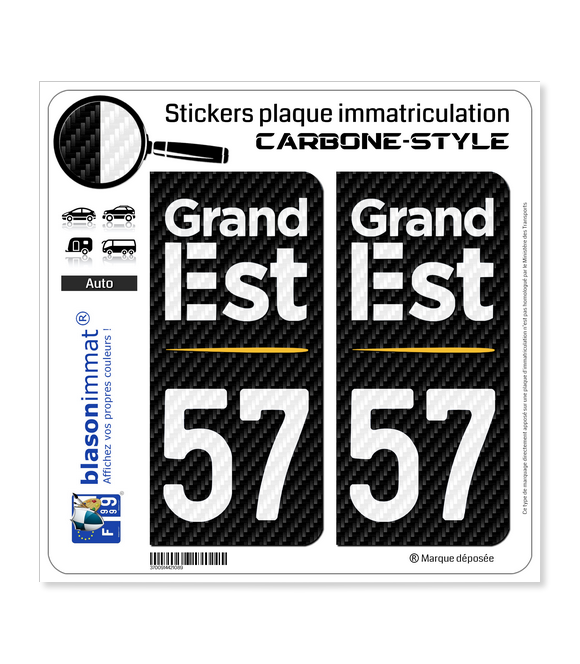 57 Grand Est - Région Carbone-Style | Stickers plaque immatriculation