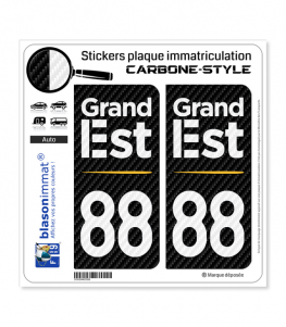 88 Grand Est - Région Carbone-Style | Stickers plaque immatriculation