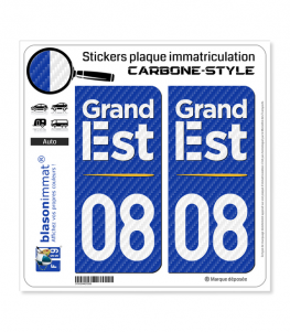 08 Grand Est - Région Carbone-Style | Stickers plaque immatriculation